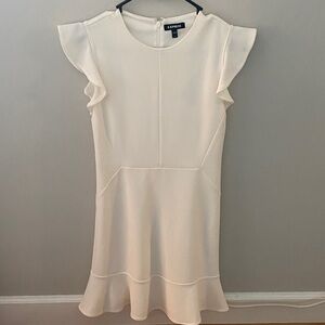 Express Women's Ruffled Cream Midi Dress